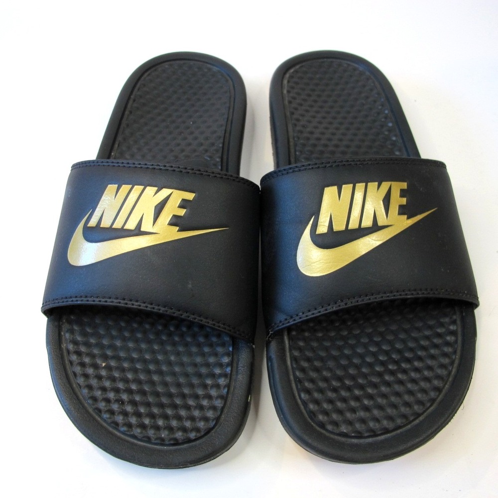 Nike Benassi JDI Slide Sandals Men's Size 8‎ Black / Gold 343880 016 - Picture 2 of 7